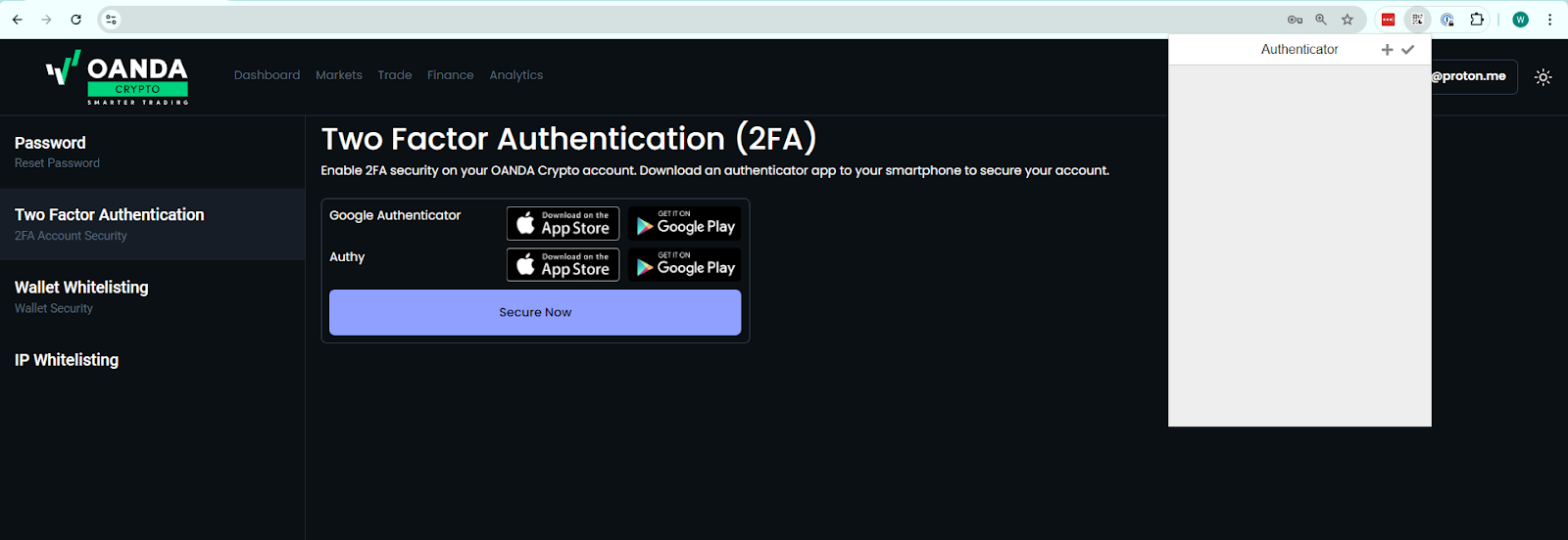 How to enable Google Authenticator using Google Chrome Browser in OANDA  Crypto web app? – OANDA Crypto