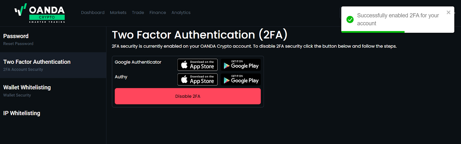 How to enable Google Authenticator using Google Chrome Browser in OANDA  Crypto web app? – OANDA Crypto